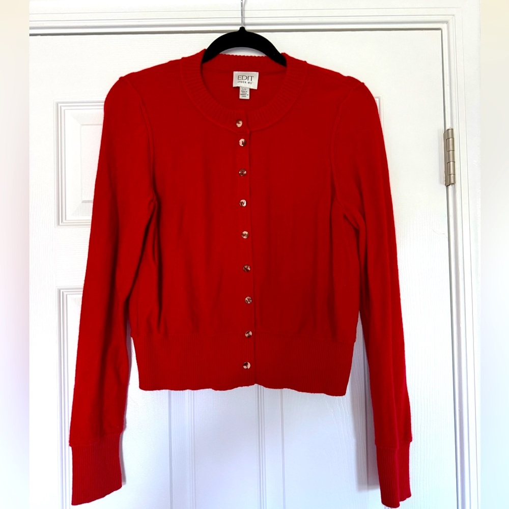EDIT by Jason Wu Red Crewneck Cardigan